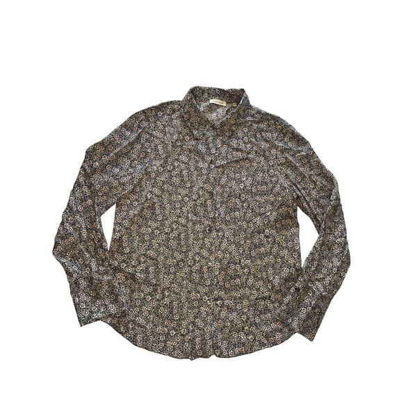 Rebecca Taylor Violet Fleur Silk Button Down Shirt Size 10 - Picture 1 of 8
